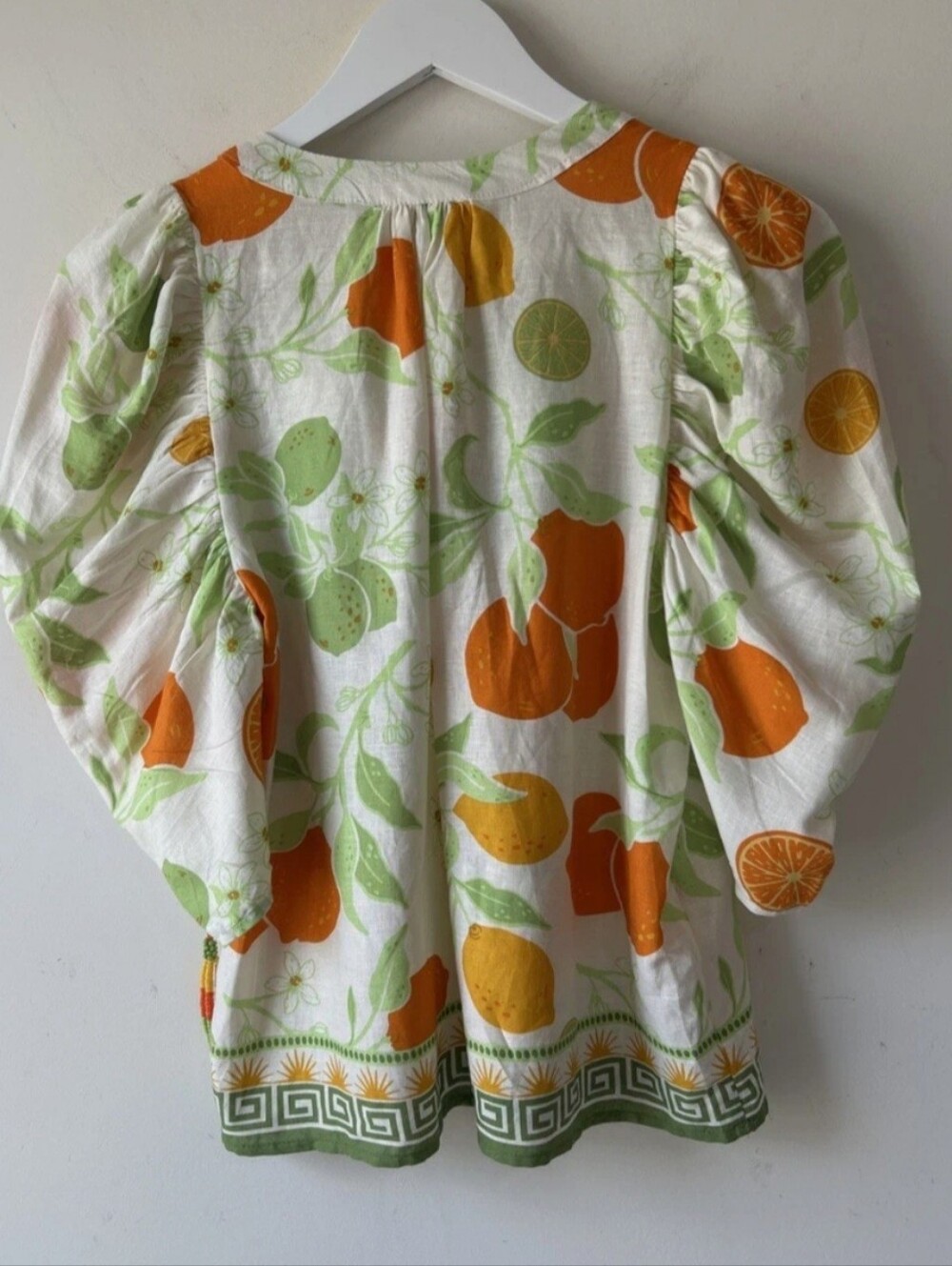 Rachel Zoe Citrus-Print Puff Sleeve Blouse | Size XL - NWT - Picture 6 of 6